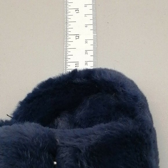 Loft Womens Flat Heel Slide Slipper Cushioned Faux Fur Navy Blue Sz S 5-6 - Picture 6 of 9
